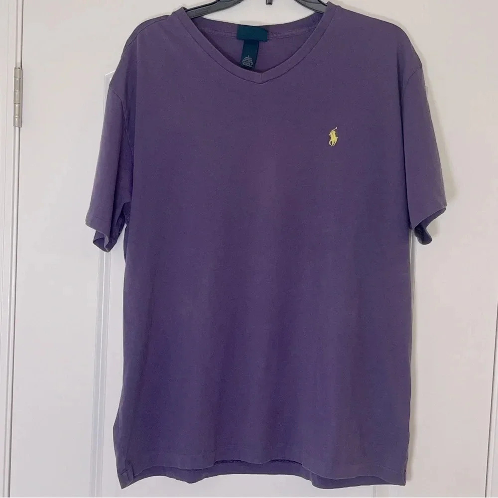 Polo Ralph Lauren Purple V-Neck Polo TShirt Size L